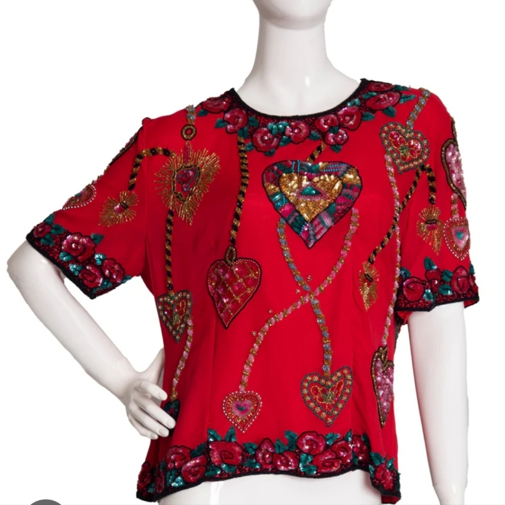 Niteline Della Roufogali Heart Sequined Blouse - Picture 11 of 11